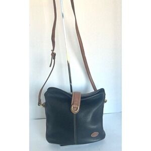 Liz Claiborne Crossbody Bag Women OS Black‎ Brown Excellent Pebble Leather
